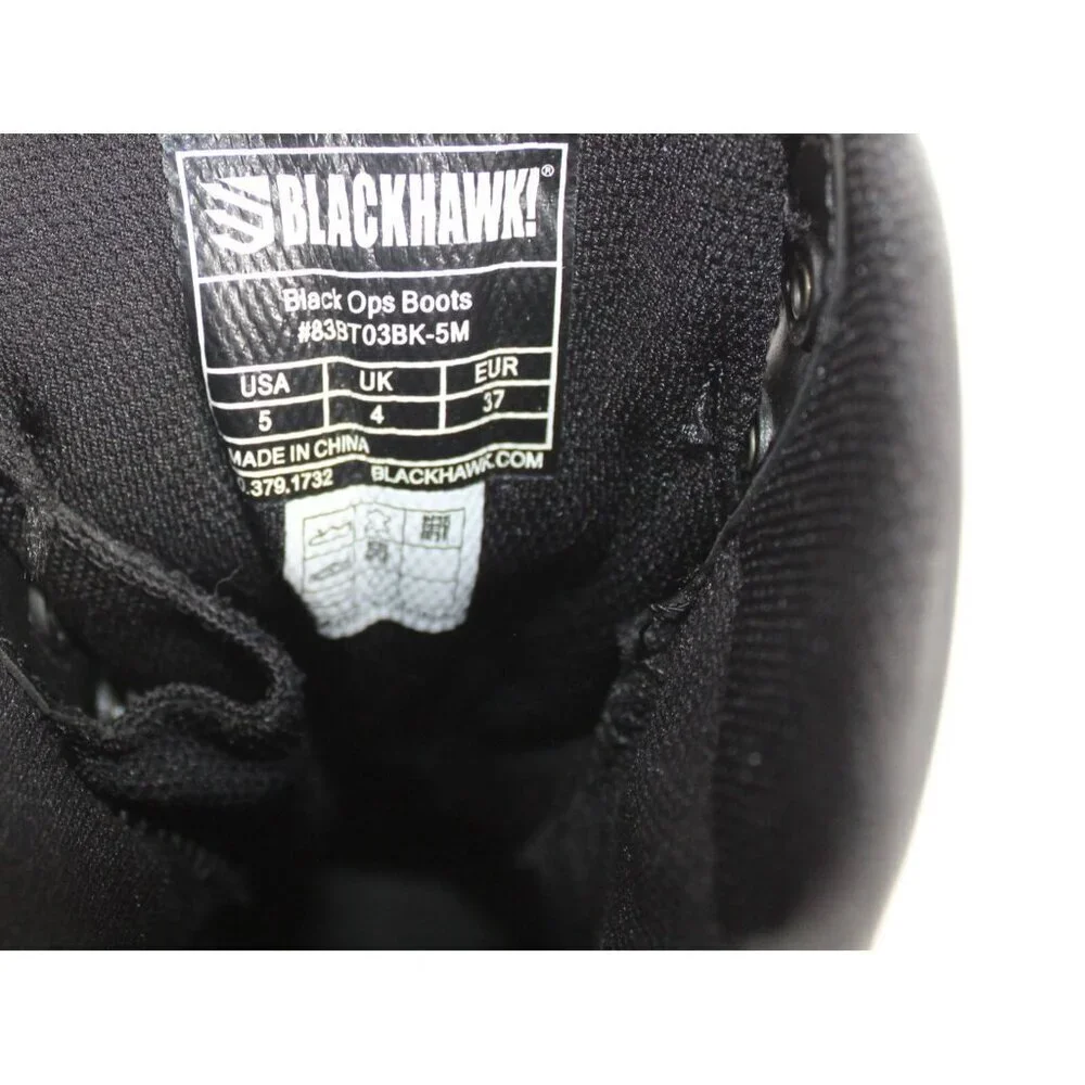BLACKHAWK! Combat Boots‎ Men's Size 5 Black Ops Leather Waterproof Cushioned - Picture 13 of 16